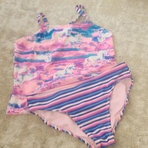 Girls Unicorn Tankini Size L 10/12